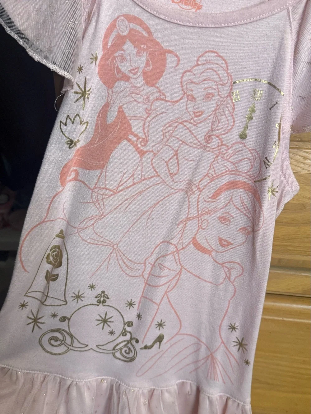 Disney Pink Princess Graphic Tee with Coral Print - Picture 4 of 4